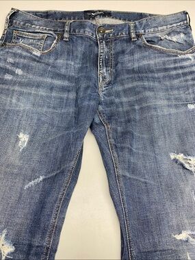 Silver Jeans Men's Distressed Medium Blue Straight Jeans